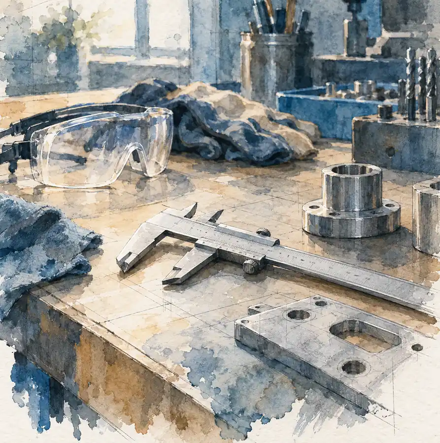 Illustration of manufacturing businesses equipment and workspace