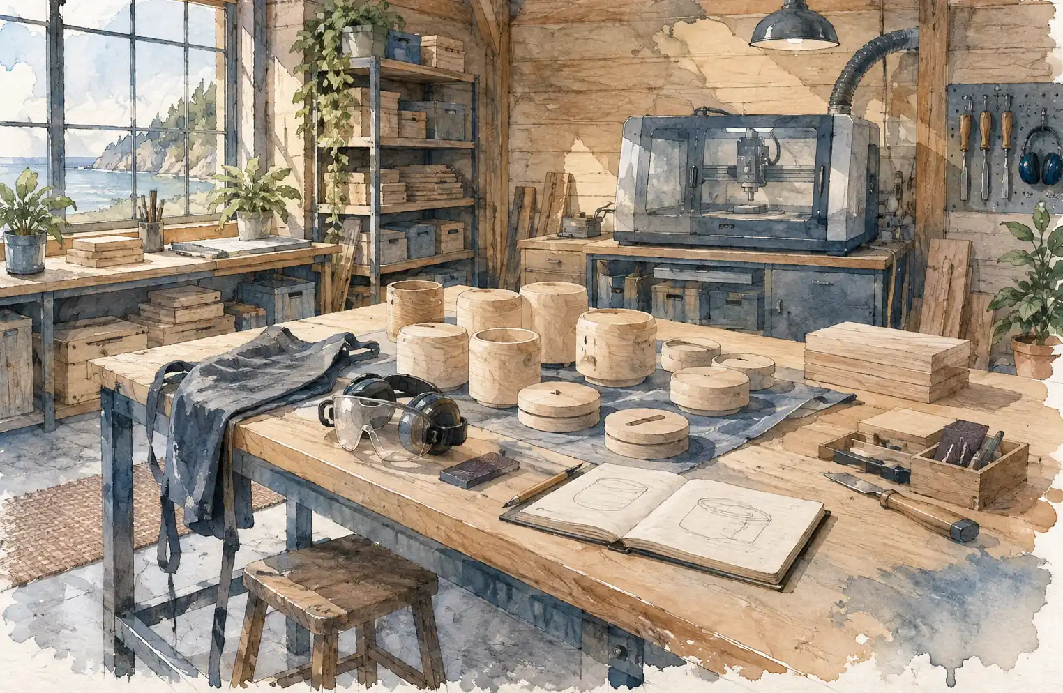 Illustration of manufacturing businesses and their working space