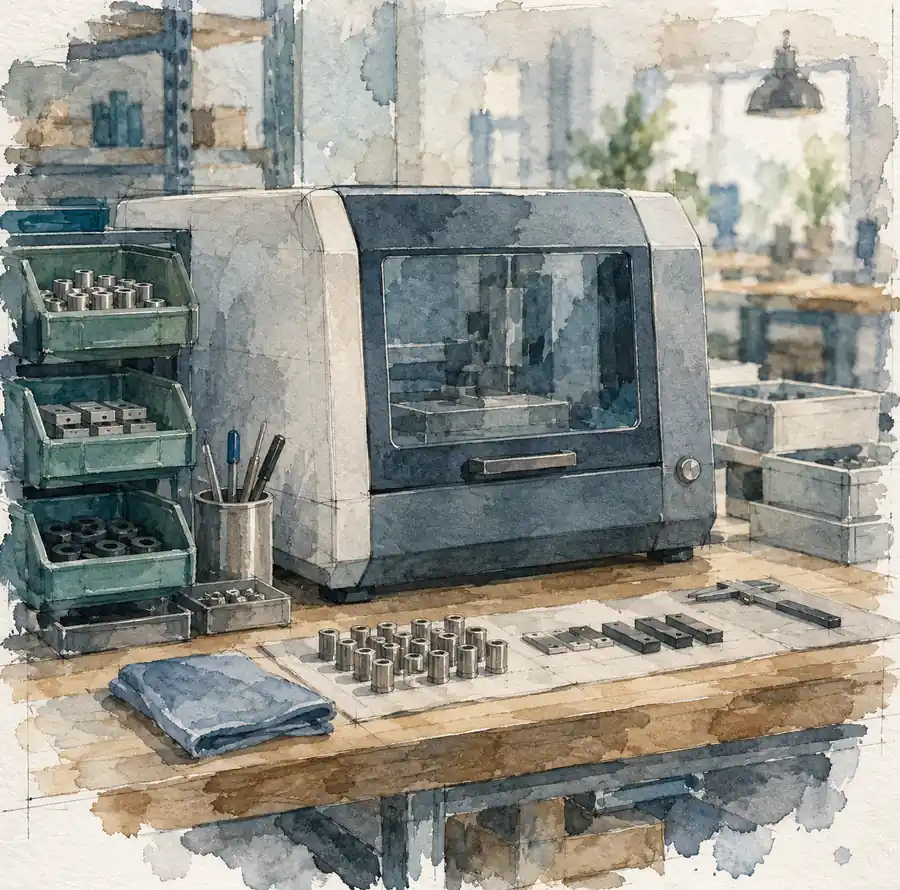 Illustration of manufacturing businesses equipment and workspace